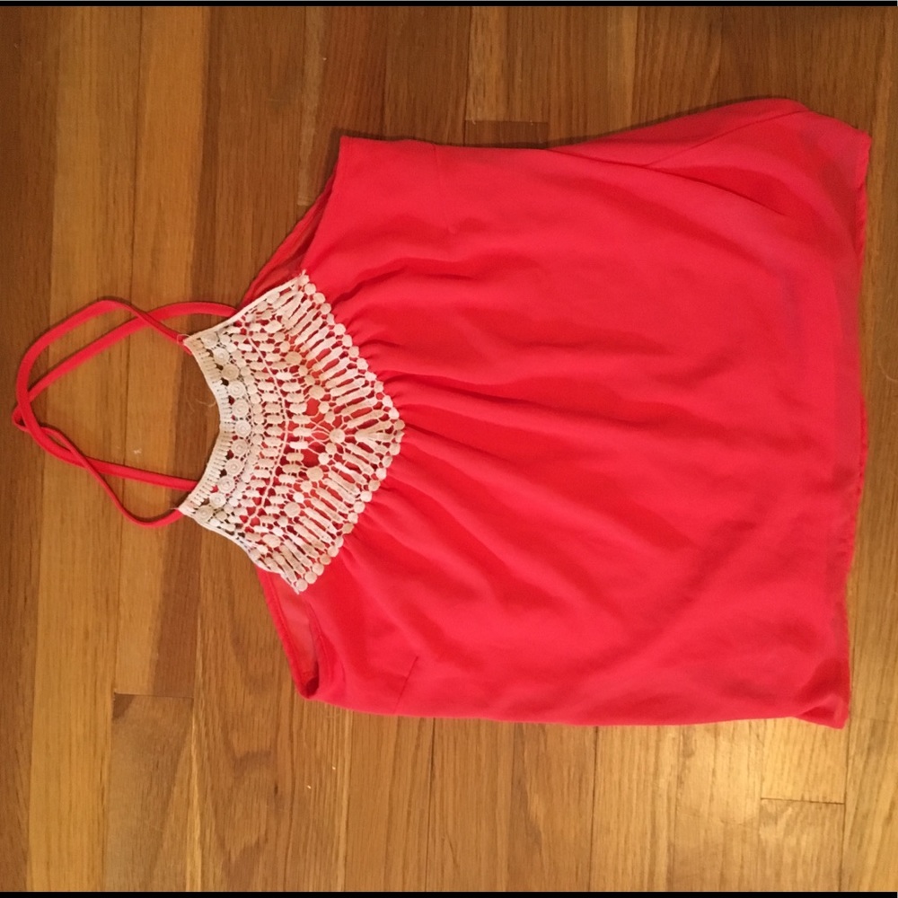 Charlotte Russe hot pink crochet tank top